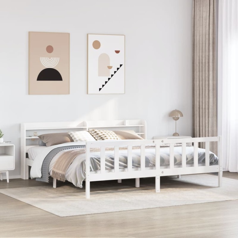 vidaXL Massivholzbett ohne Matratze Weiß 180x200 cm Kiefernholz vidaXL Massivholzbett ohne Matratze Weiß 180x200 cm Kiefernholz