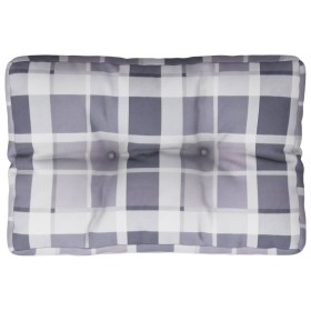 vidaXL Palettenkissen Grau Karomuster 60x40x12 cm Stoff