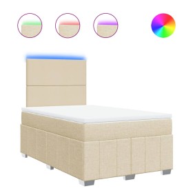 vidaXL Boxspringbett mit Matratze Creme 120x200 cm Stoff