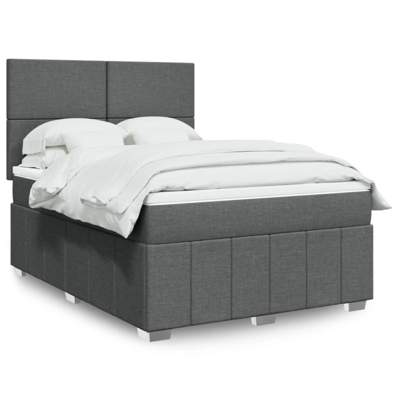 vidaXL Boxspringbett mit Matratze Dunkelgrau 160x200 cm Stoff vidaXL Boxspringbett mit Matratze Dunkelgrau 160x200 cm Stoff