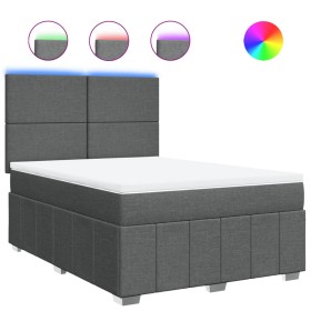 vidaXL Boxspringbett mit Matratze Dunkelgrau 160x200 cm Stoff