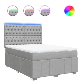 vidaXL Boxspringbett mit Matratze Hellgrau 160x200 cm Stoff