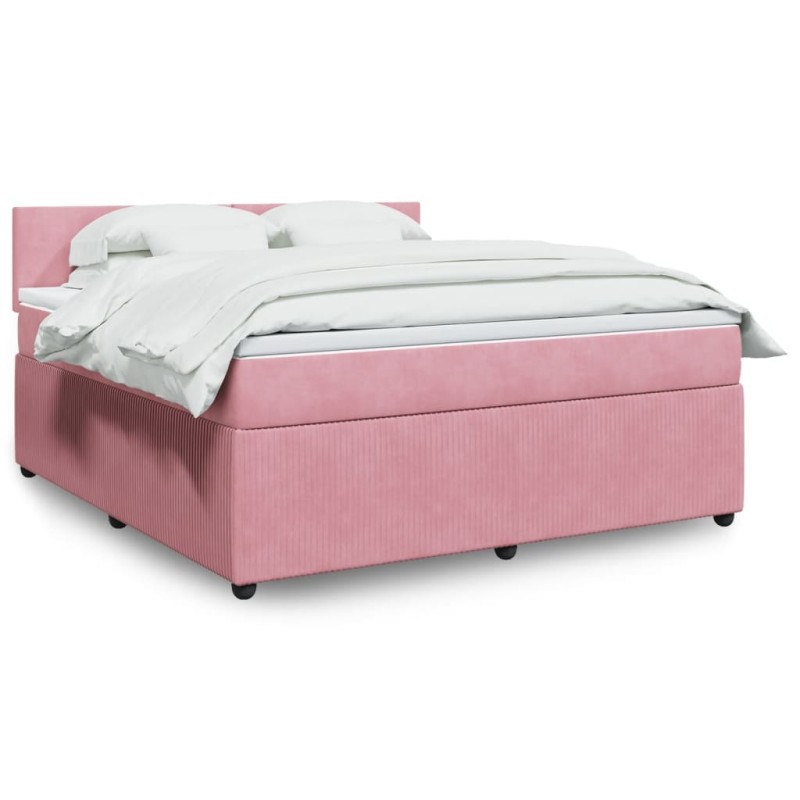 vidaXL Boxspringbett mit Matratze Rosa 180x200 cm Samt vidaXL Boxspringbett mit Matratze Rosa 180x200 cm Samt