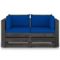 2-Sitzer Outdoor-Sofa mit Kissen Grau Imprägniertes Kiefernholz 2-Sitzer Outdoor-Sofa mit Kissen Grau Imprägniertes Kiefernholz