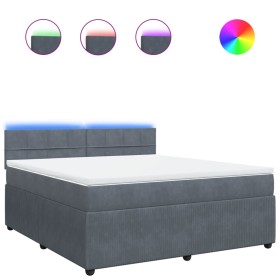 vidaXL Boxspringbett mit Matratze Dunkelgrau 180x200 cm Samt