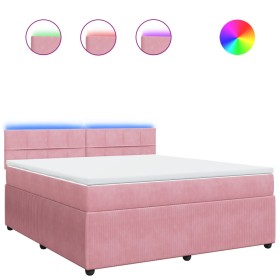 vidaXL Boxspringbett mit Matratze Rosa 180x200 cm Samt