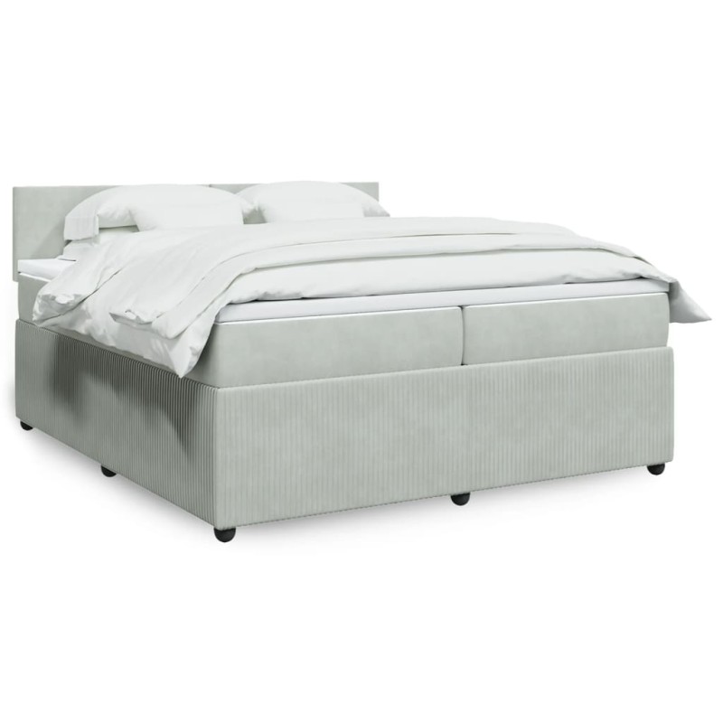 vidaXL Boxspringbett mit Matratze Hellgrau 200x200 cm Samt vidaXL Boxspringbett mit Matratze Hellgrau 200x200 cm Samt