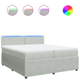 vidaXL Boxspringbett mit Matratze Hellgrau 200x200 cm Samt