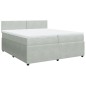 vidaXL Boxspringbett mit Matratze Hellgrau 200x200 cm Samt vidaXL Boxspringbett mit Matratze Hellgrau 200x200 cm Samt