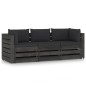 3-Sitzer Outdoor-Sofa mit Kissen Grau Imprägniertes Kiefernholz 3-Sitzer Outdoor-Sofa mit Kissen Grau Imprägniertes Kiefernholz