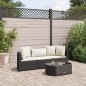 vidaXL 4-tlg. Garten-Sofagarnitur mit Kissen Schwarz Poly Rattan vidaXL 4-tlg. Garten-Sofagarnitur mit Kissen Schwarz Poly Rattan