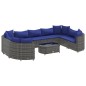 vidaXL 10-tlg. Garten-Sofagarnitur mit Kissen Grau Poly Rattan vidaXL 10-tlg. Garten-Sofagarnitur mit Kissen Grau Poly Rattan
