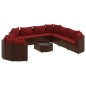 vidaXL 10-tlg. Garten-Sofagarnitur mit Kissen Braun Poly Rattan vidaXL 10-tlg. Garten-Sofagarnitur mit Kissen Braun Poly Rattan