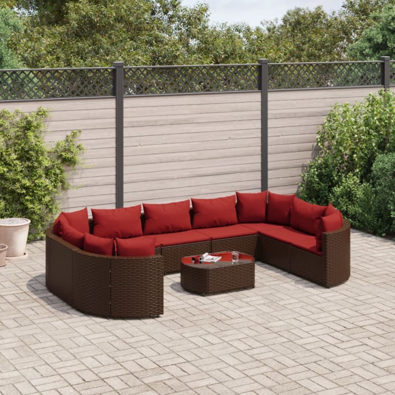 vidaXL 10-tlg. Garten-Sofagarnitur mit Kissen Braun Poly Rattan vidaXL 10-tlg. Garten-Sofagarnitur mit Kissen Braun Poly Rattan