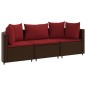 vidaXL 3-tlg. Garten-Sofagarnitur mit Kissen Braun Poly Rattan vidaXL 3-tlg. Garten-Sofagarnitur mit Kissen Braun Poly Rattan