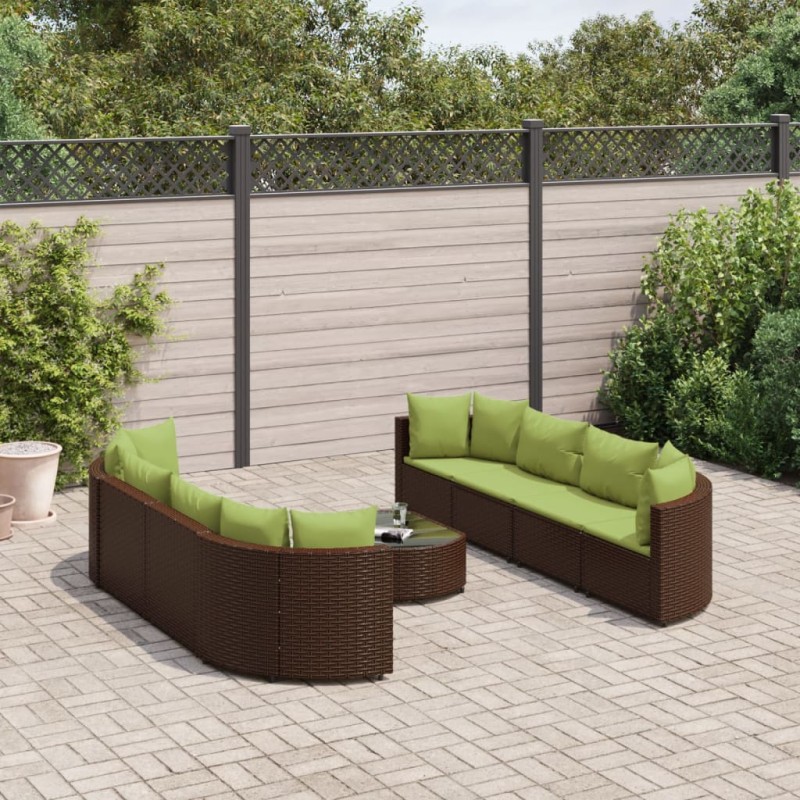 vidaXL 9-tlg. Garten-Sofagarnitur mit Kissen Braun Poly Rattan vidaXL 9-tlg. Garten-Sofagarnitur mit Kissen Braun Poly Rattan