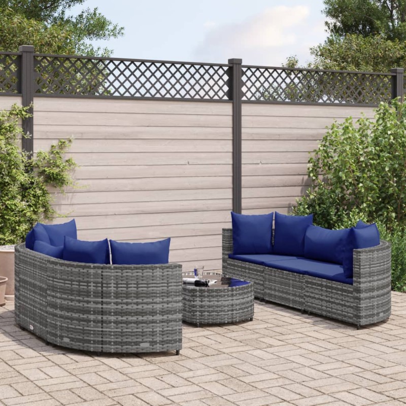 vidaXL 7-tlg. Garten-Sofagarnitur mit Kissen Grau Poly Rattan vidaXL 7-tlg. Garten-Sofagarnitur mit Kissen Grau Poly Rattan