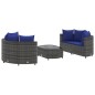 vidaXL 5-tlg. Garten-Sofagarnitur mit Kissen Grau Poly Rattan vidaXL 5-tlg. Garten-Sofagarnitur mit Kissen Grau Poly Rattan