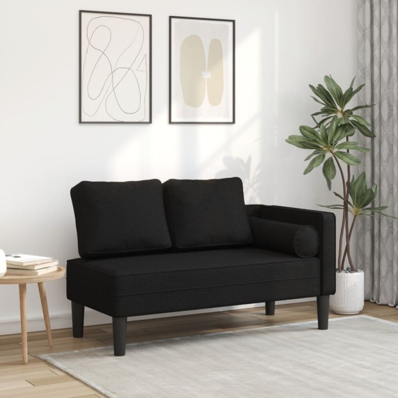 vidaXL Chaiselongue mit Kissen Schwarz Stoff vidaXL Chaiselongue mit Kissen Schwarz Stoff