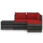 4-tlg. Garten-Lounge-Set mit Kissen Grau Imprägniertes Holz 4-tlg. Garten-Lounge-Set mit Kissen Grau Imprägniertes Holz