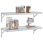 vidaXL Wandregale 2 Stk. 75x30 cm Silbern Edelstahl vidaXL Wandregale 2 Stk. 75x30 cm Silbern Edelstahl