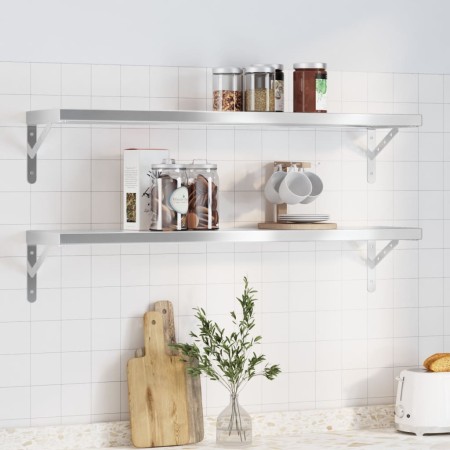 vidaXL Wandregale 2 Stk. 100x23,5 cm Silbern Edelstahl