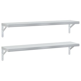 vidaXL Wandregale 2 Stk. 100x23,5 cm Silbern Edelstahl