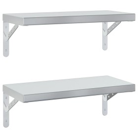 vidaXL Wandregale 2 Stk. 50x23,5 cm Silbern Edelstahl