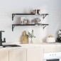 vidaXL Wandregale 2 Stk. 100x30 cm Schwarz Edelstahl vidaXL Wandregale 2 Stk. 100x30 cm Schwarz Edelstahl
