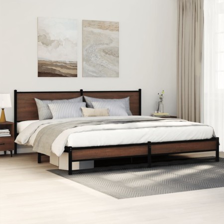 vidaXL Metallbett ohne Matratze Braun Eichen-Optik 200x200 cm