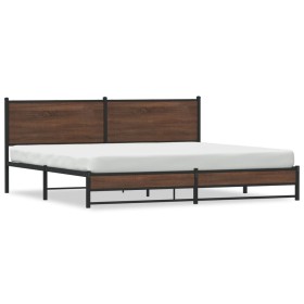 vidaXL Metallbett ohne Matratze Braun Eichen-Optik 200x200 cm