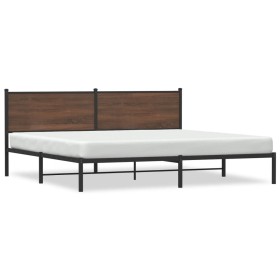 vidaXL Metallbett ohne Matratze Braun Eichen-Optik 200x200 cm