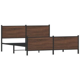 vidaXL Metallbett ohne Matratze Braun Eichen-Optik 193x203 cm