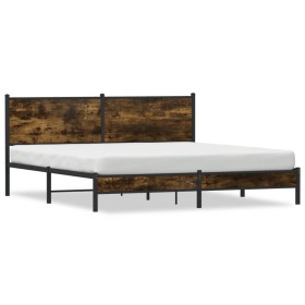vidaXL Metallbett ohne Matratze Räuchereiche 180x200 cm