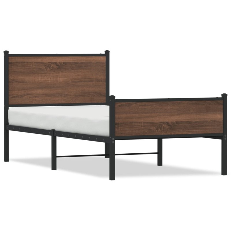 vidaXL Metallbett ohne Matratze Braun Eichen-Optik 75x190 cm vidaXL Metallbett ohne Matratze Braun Eichen-Optik 75x190 cm