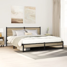 vidaXL Metallbett ohne Matratze Sonoma-Eiche 183x213 cm