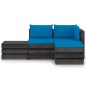 4-tlg. Garten-Lounge-Set mit Kissen Grau Imprägniertes Holz 4-tlg. Garten-Lounge-Set mit Kissen Grau Imprägniertes Holz