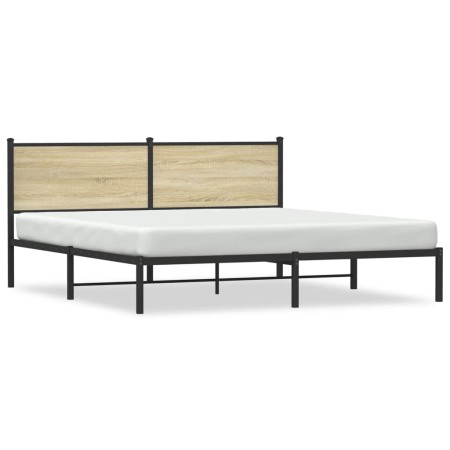 vidaXL Metallbett ohne Matratze Sonoma-Eiche 183x213 cm