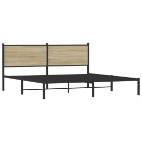 vidaXL Metallbett ohne Matratze Sonoma-Eiche 183x213 cm