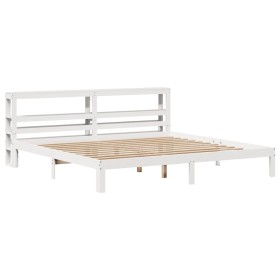 vidaXL Massivholzbett mit Kopfteil Weiß 200x200 cm Kiefer