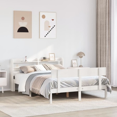 vidaXL Massivholzbett ohne Matratze Weiß 140x200 cm Kiefernholz