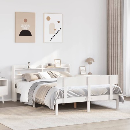 vidaXL Massivholzbett ohne Matratze Weiß 150x200 cm Kiefernholz