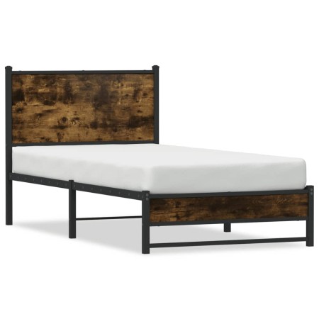 vidaXL Metallbett ohne Matratze Räuchereiche 100x200 cm