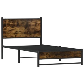 vidaXL Metallbett ohne Matratze Räuchereiche 100x200 cm
