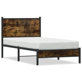 vidaXL Metallbett ohne Matratze Räuchereiche 90x190 cm
