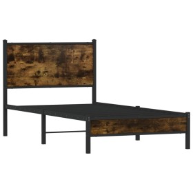 vidaXL Metallbett ohne Matratze Räuchereiche 90x190 cm