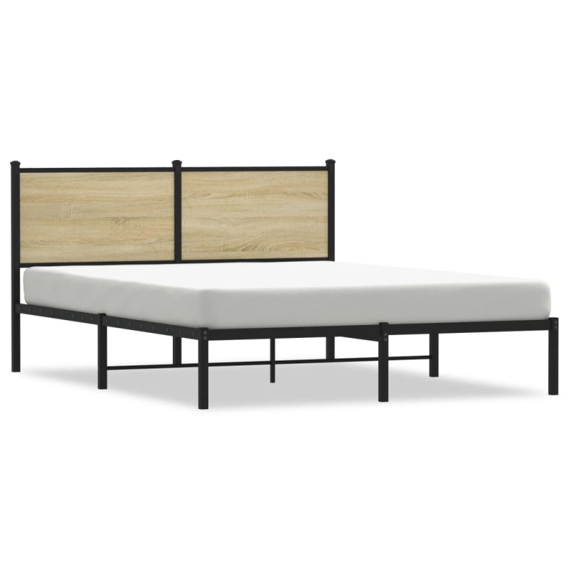 vidaXL Metallbett ohne Matratze Sonoma-Eiche 140x190 cm vidaXL Metallbett ohne Matratze Sonoma-Eiche 140x190 cm