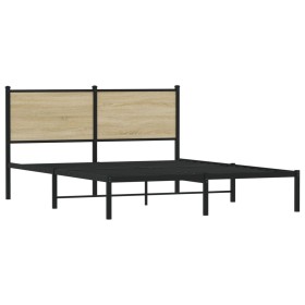 vidaXL Metallbett ohne Matratze Sonoma-Eiche 140x190 cm
