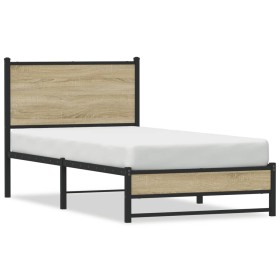 vidaXL Metallbett ohne Matratze Sonoma-Eiche 90x190 cm