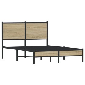 vidaXL Metallbett ohne Matratze Sonoma-Eiche 120x190 cm